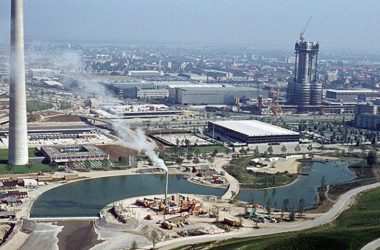 Baustelle des Olympiaparks (©Foto: Olympiapark München)